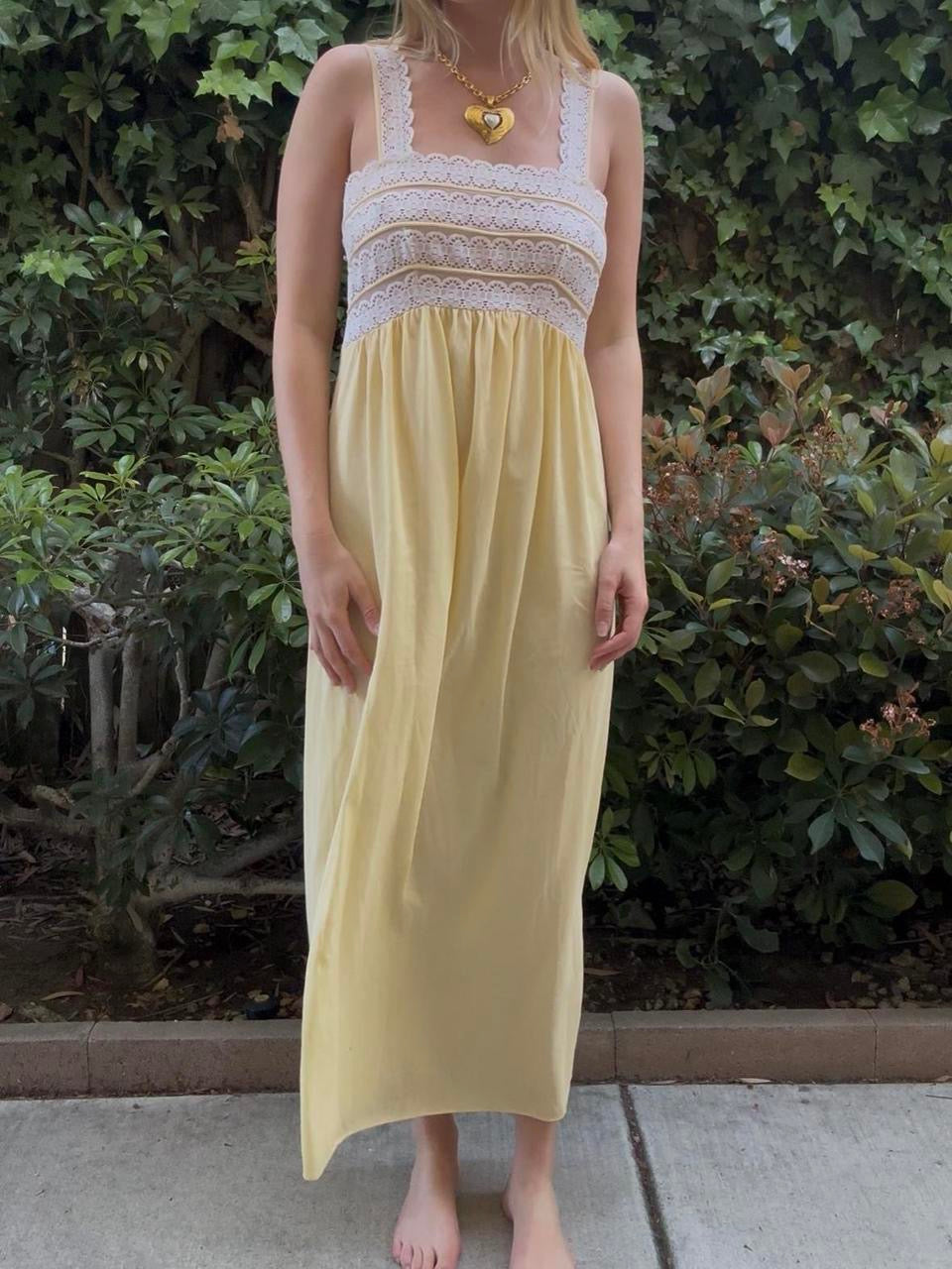 Vintage Yellow Maxi Slip Dress