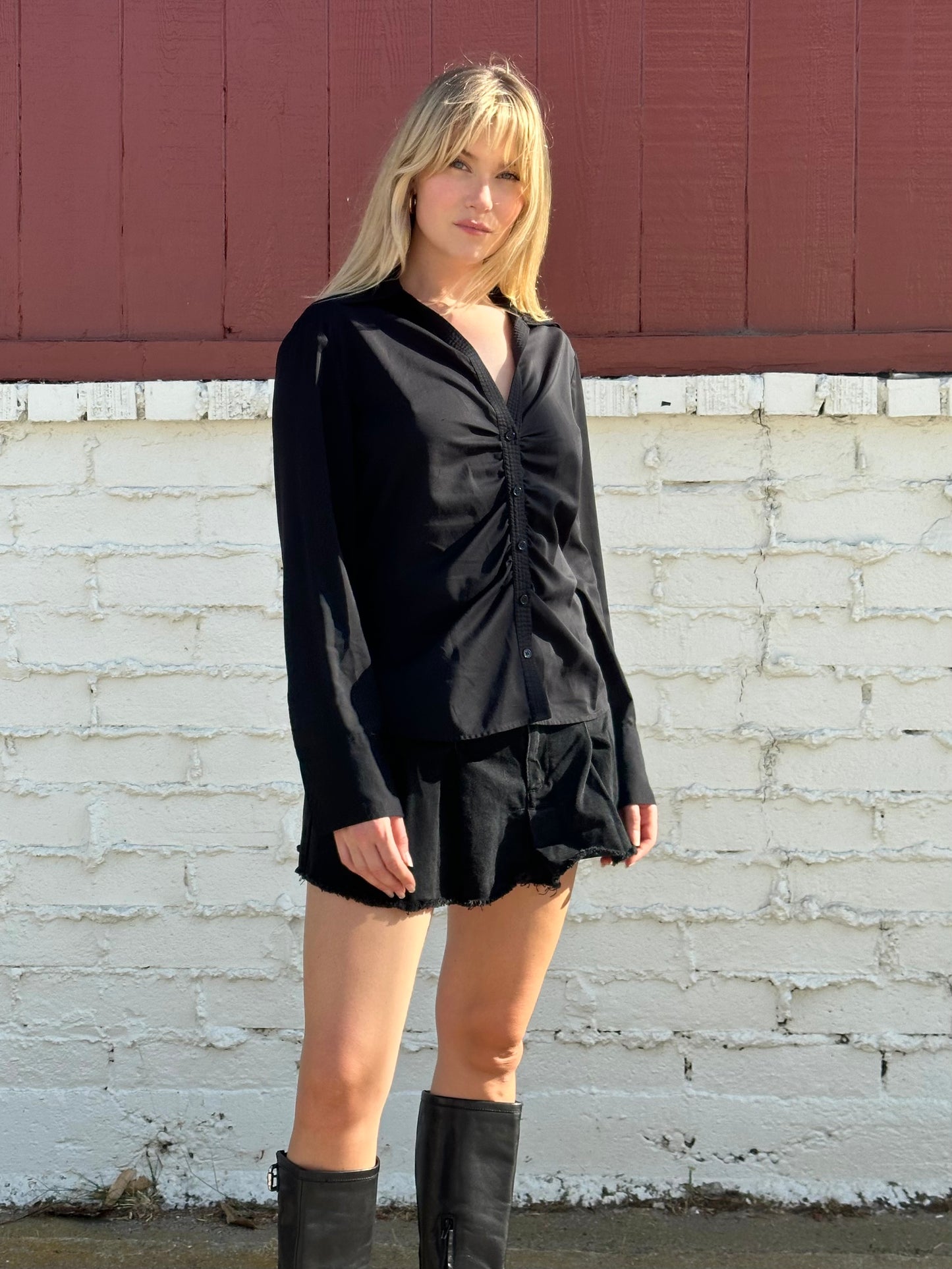 Black Button Up Top