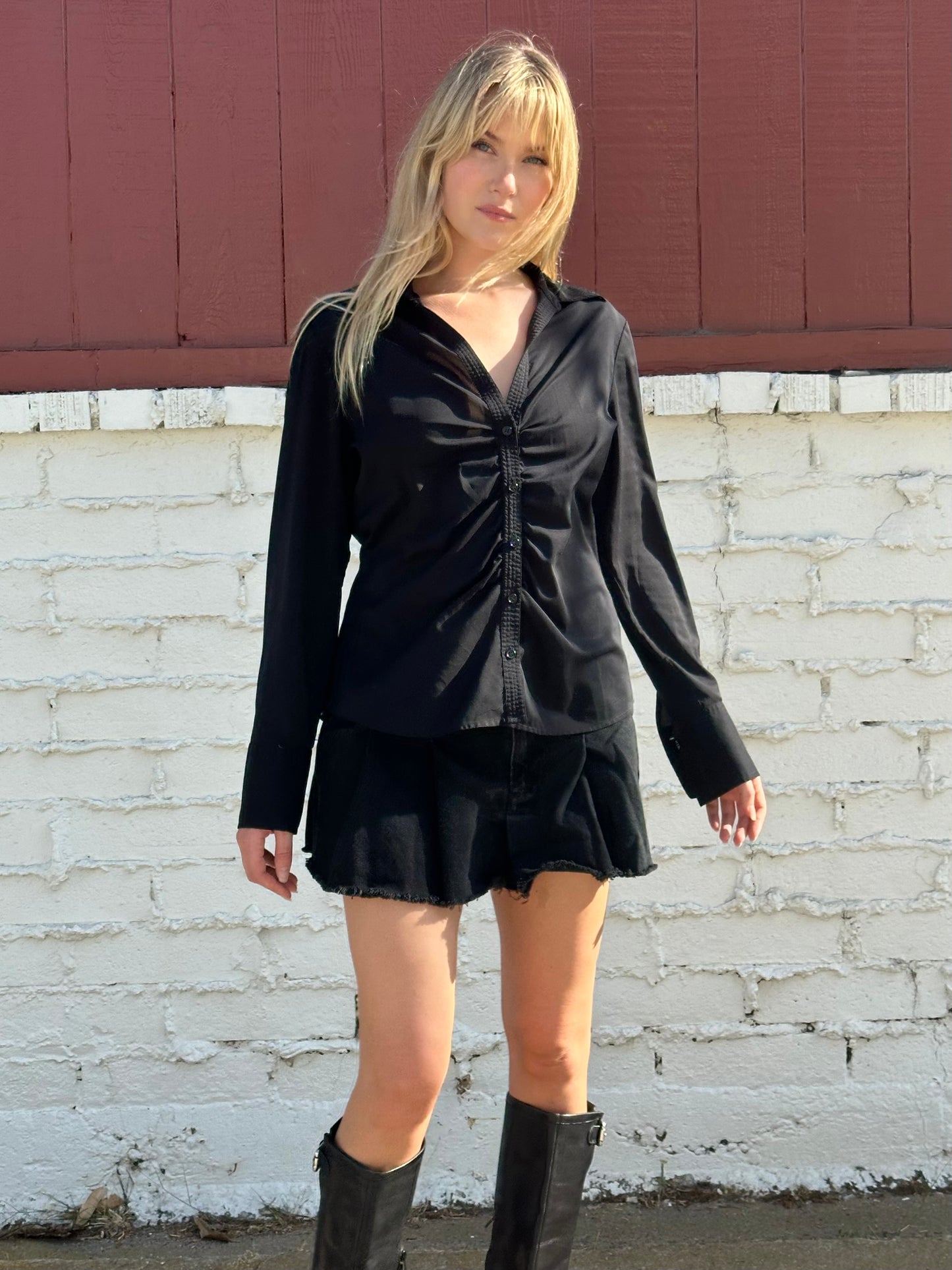 Black Button Up Top