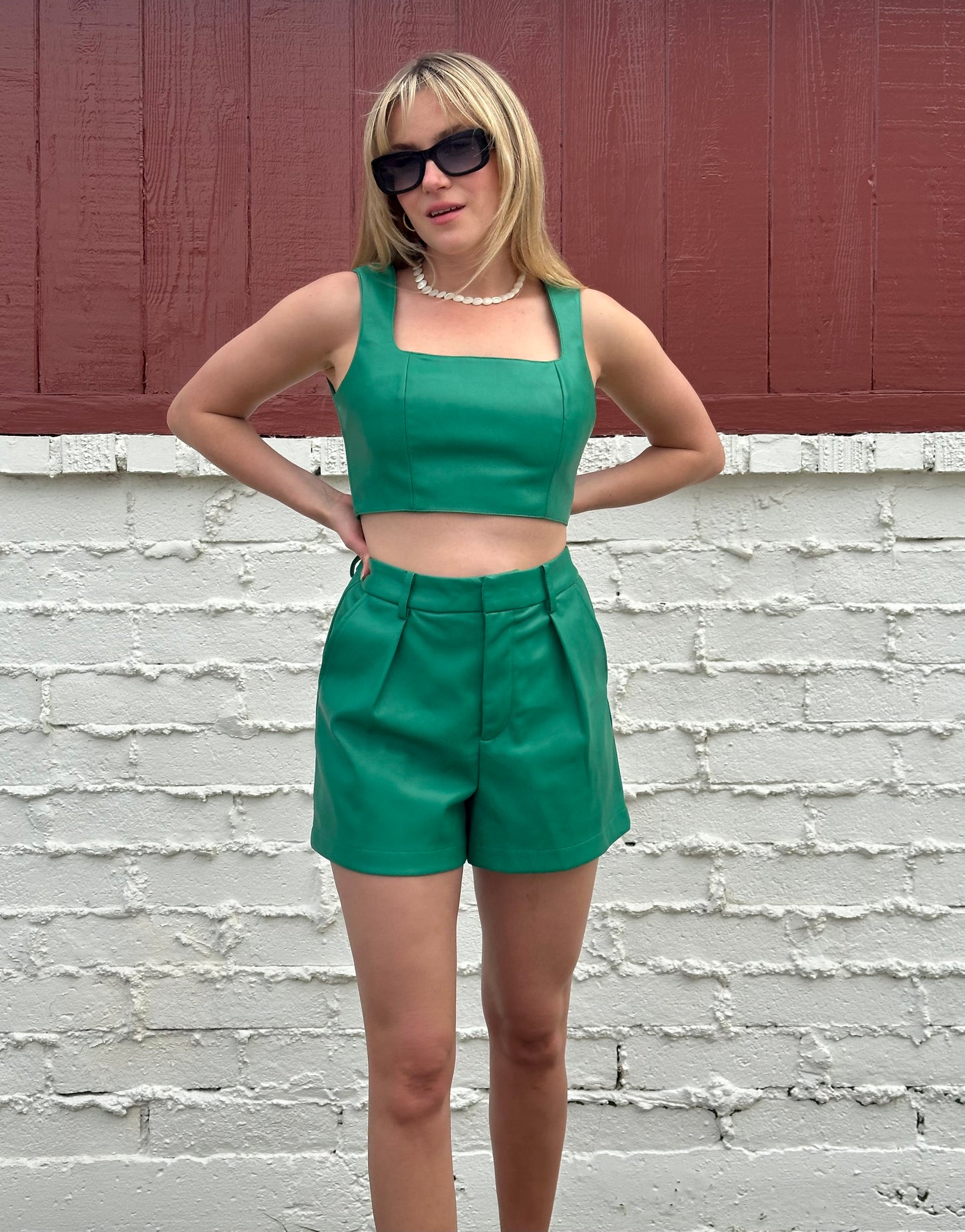 7 for All Mankind Faux Green Leather Set
