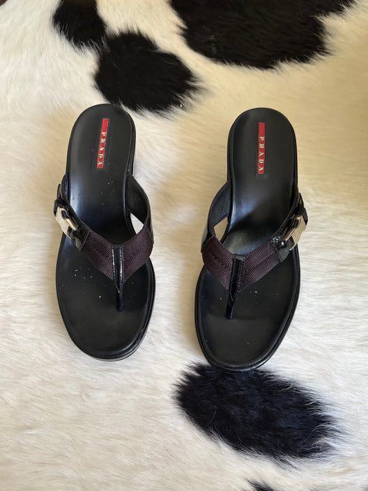 Vintage Prada Sport Wedge Flip Flops