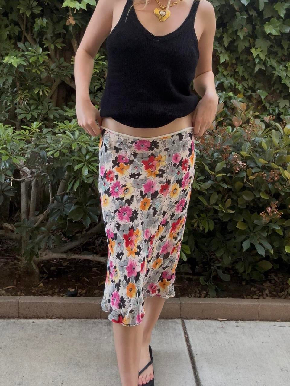 Y2k Floral Midi Skirt