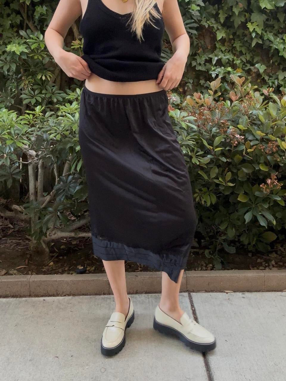 Vintage Black Midi Slip Skirt