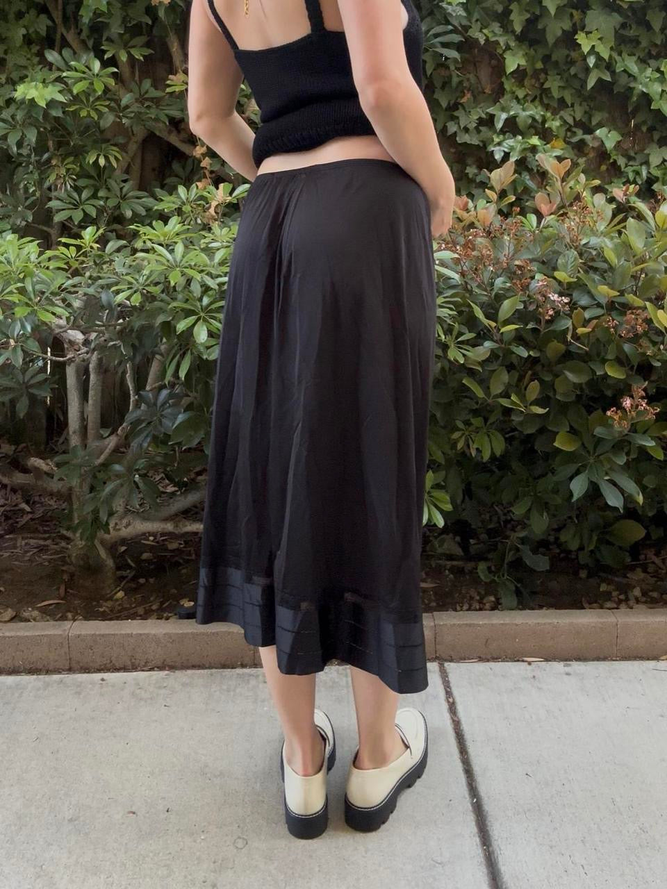 Vintage Black Midi Slip Skirt