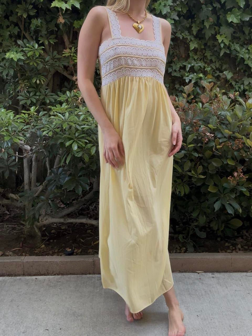 Vintage Yellow Maxi Slip Dress