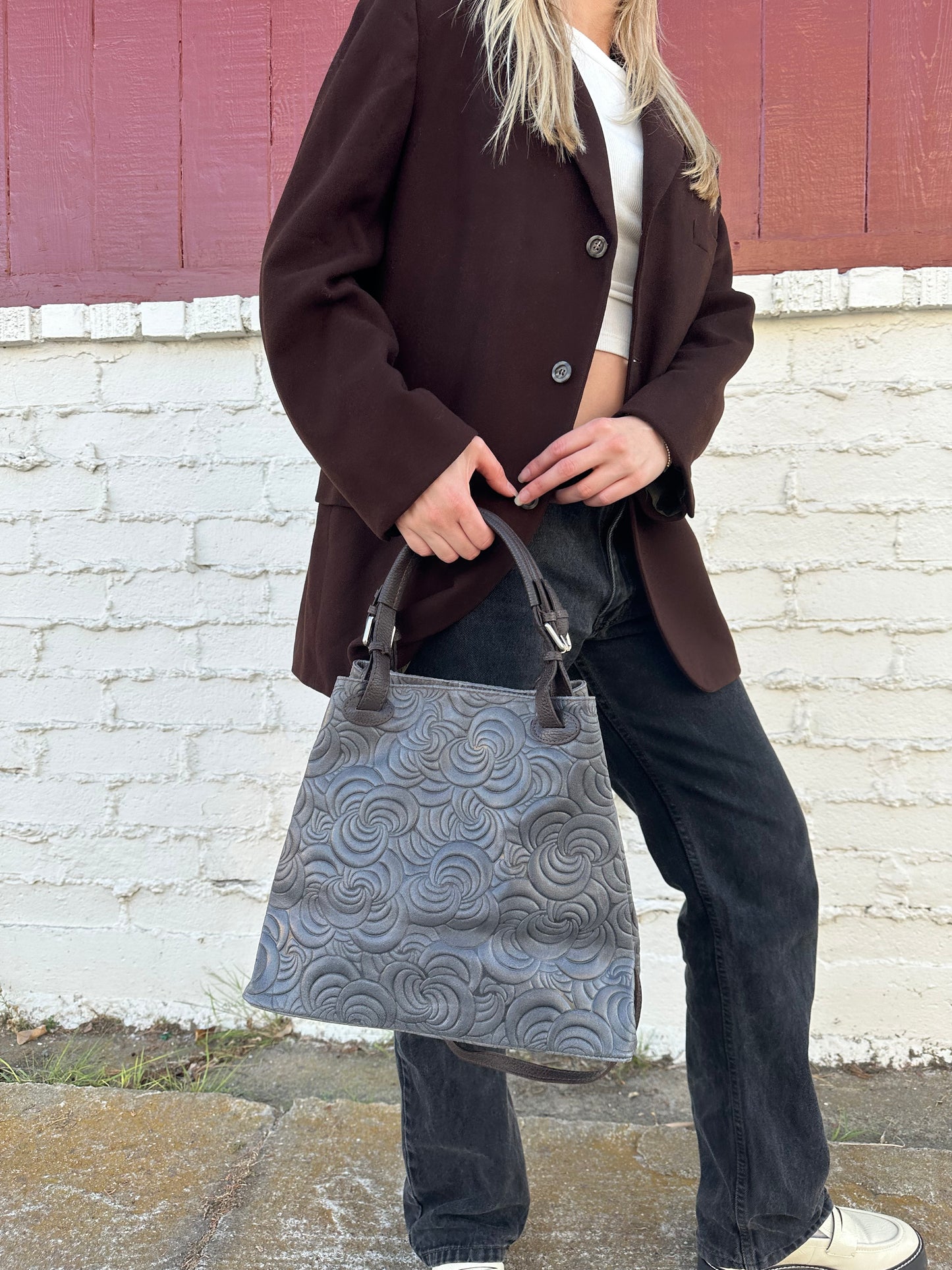 Massimo Castello Italian Leather Swirl Bag