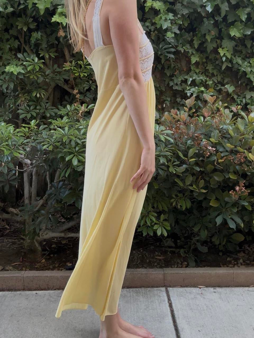 Vintage Yellow Maxi Slip Dress