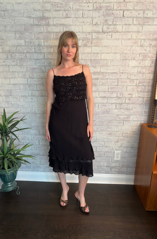 Vintage 90s Ralph Lauren Black Silk Dress
