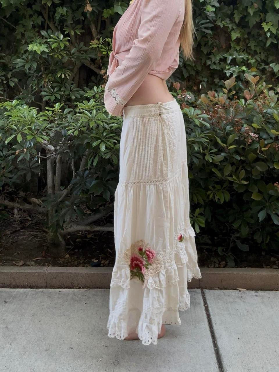 Floral Embroidered Maxi Skirt
