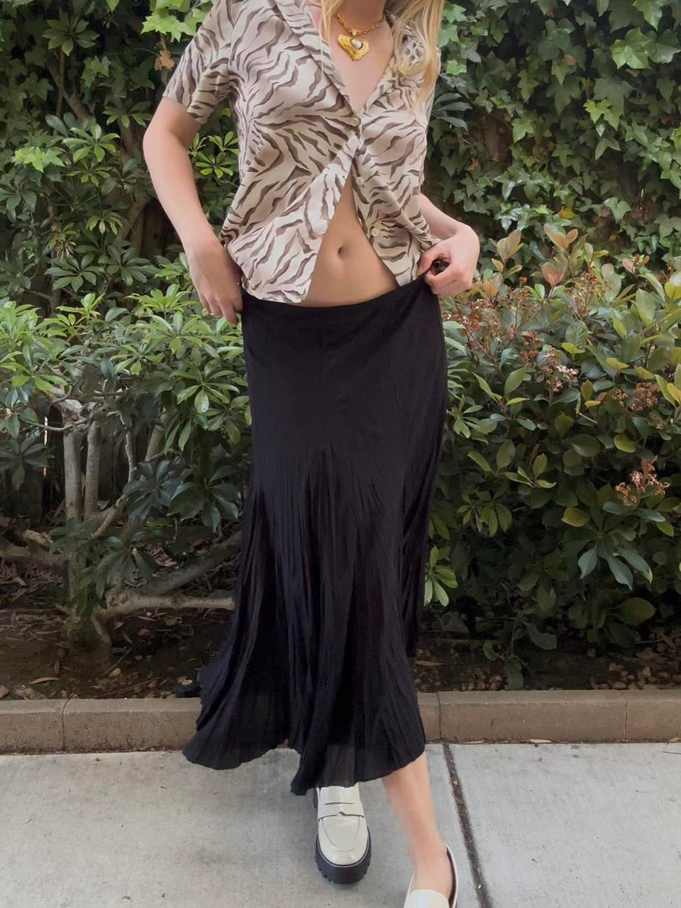 Vintage Black Flowy Maxi Skirt