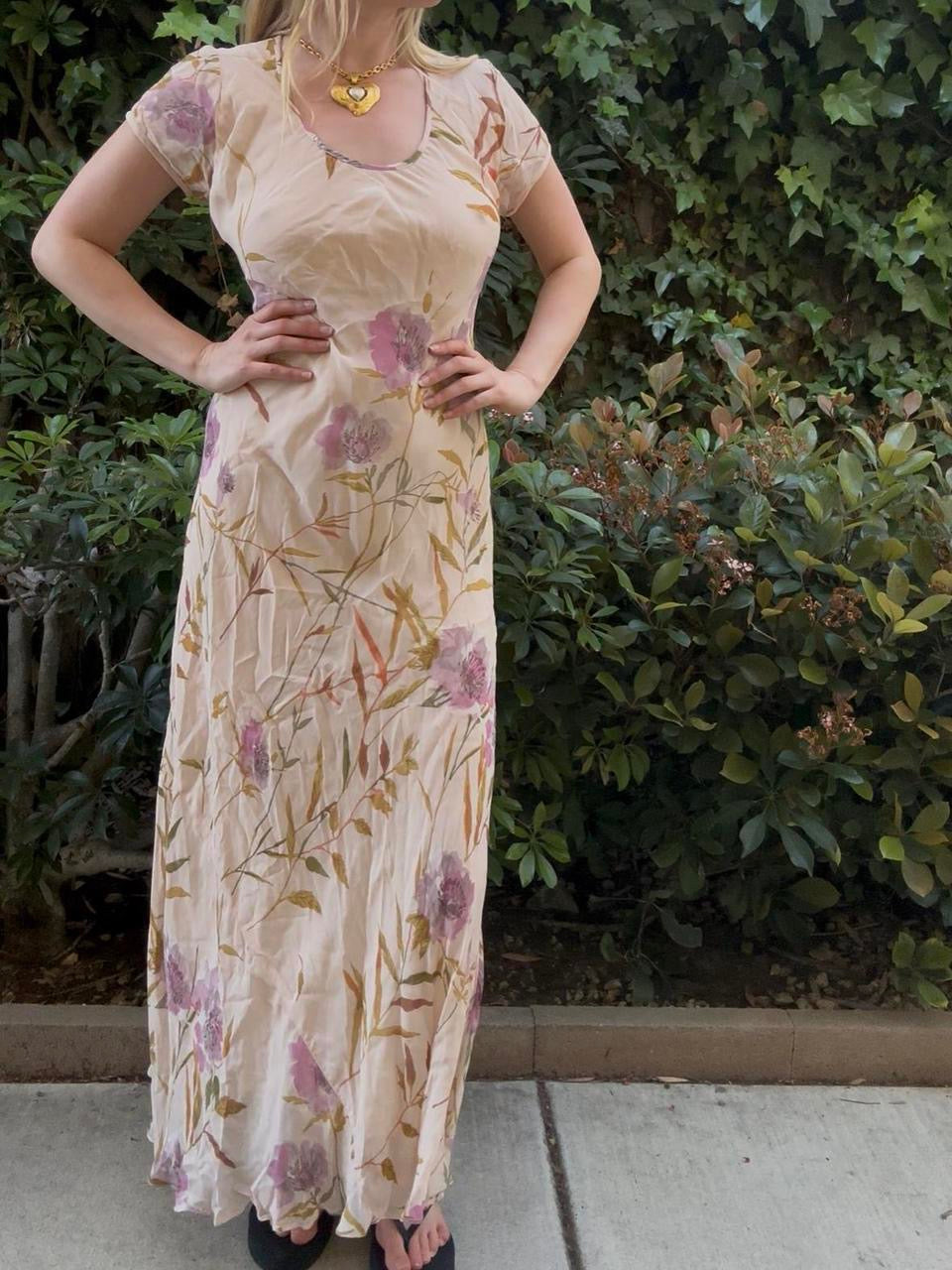 Vintage Flowy Floral Maxi Dress