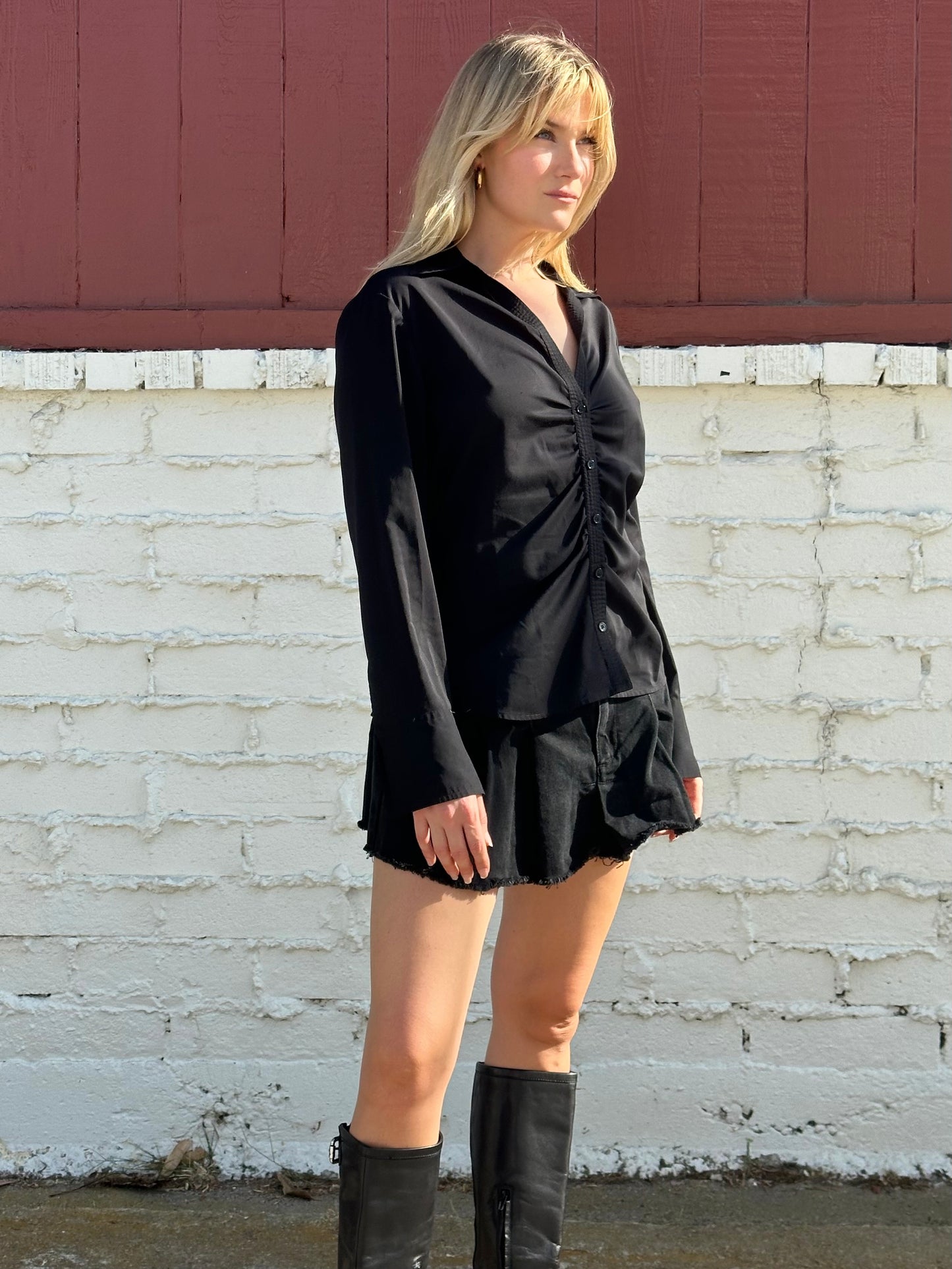 Black Button Up Top