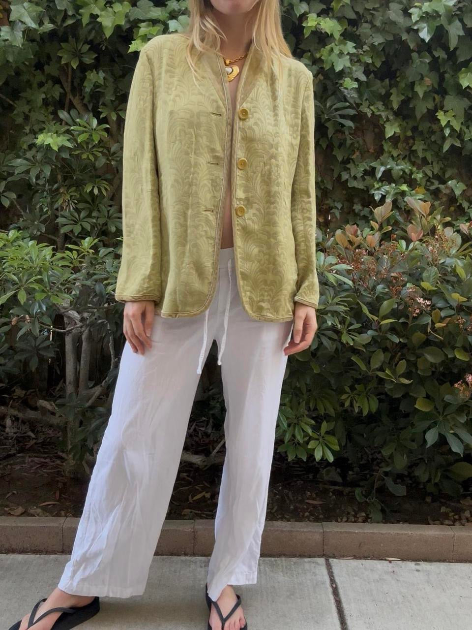 Green 100% Silk Jacket