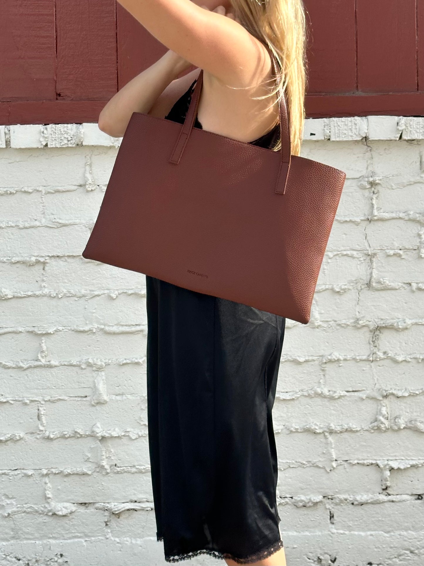 Brown Vegan Leather Tote Bag