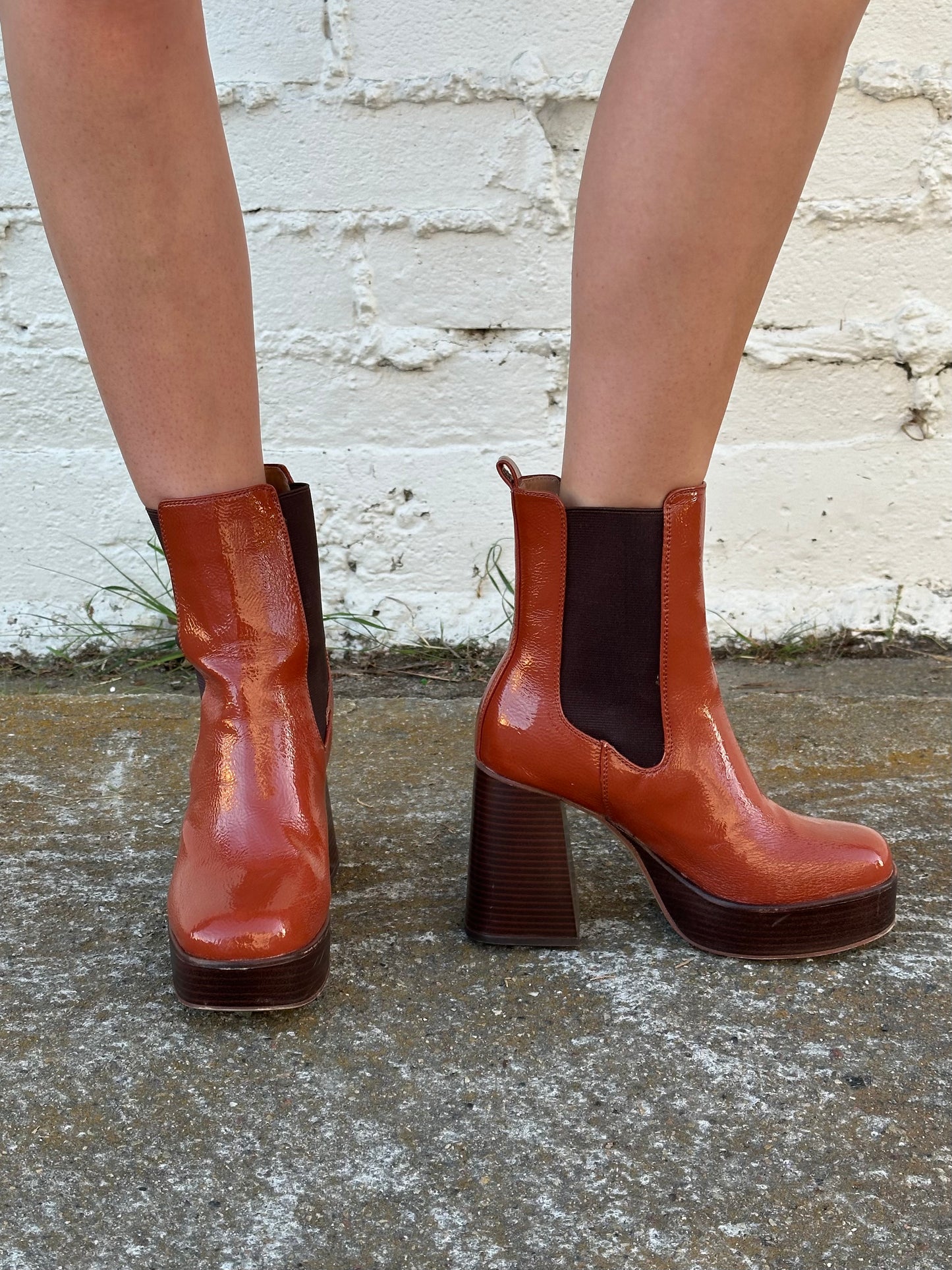 Sam Edelman Orange Patent Leather Booties