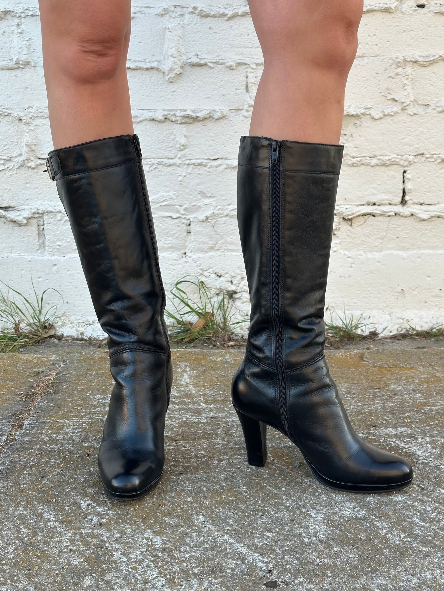 Steve Madden Black Leather Heeled Boots