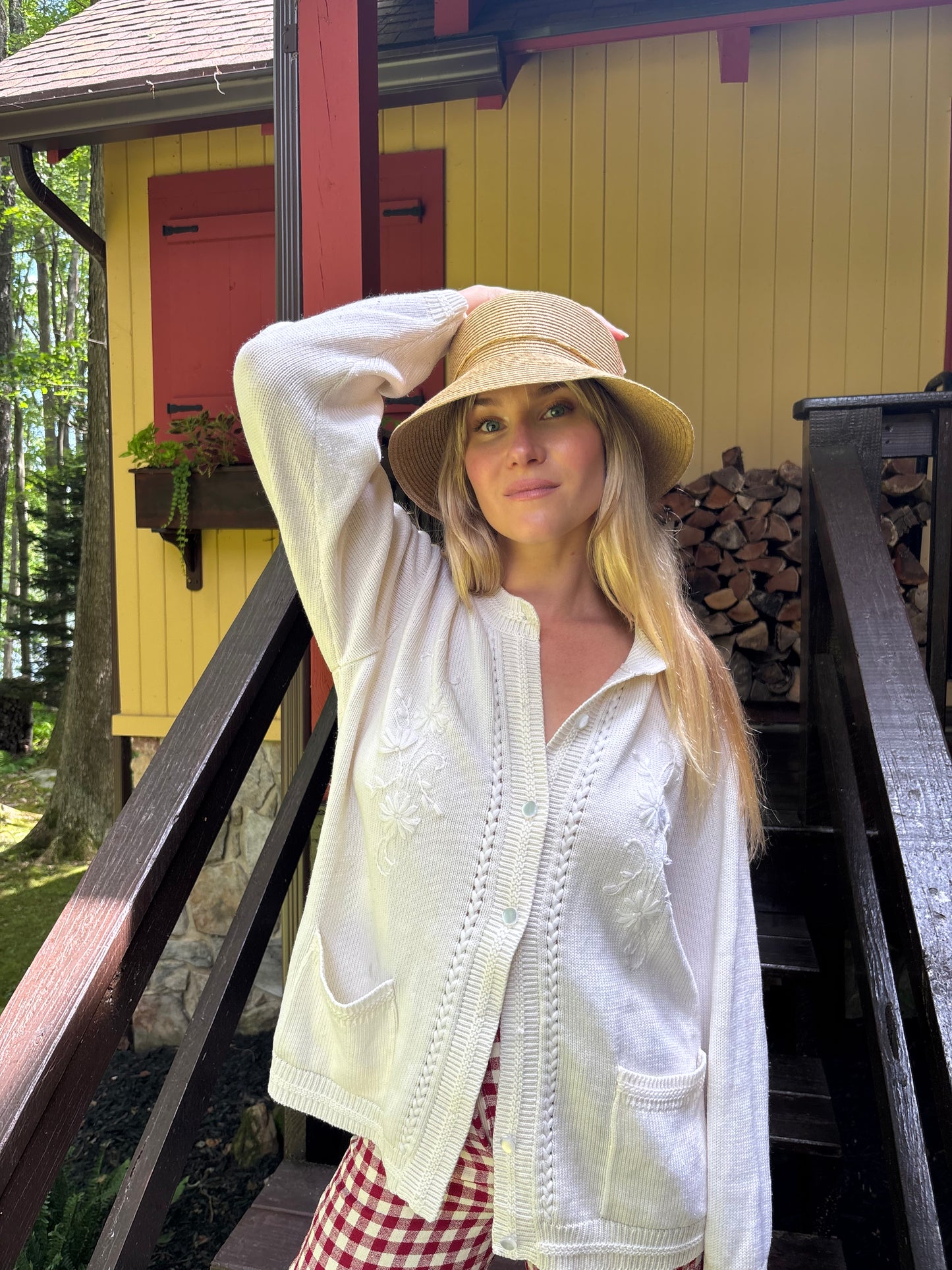 Vintage White Embroidered Cardigan