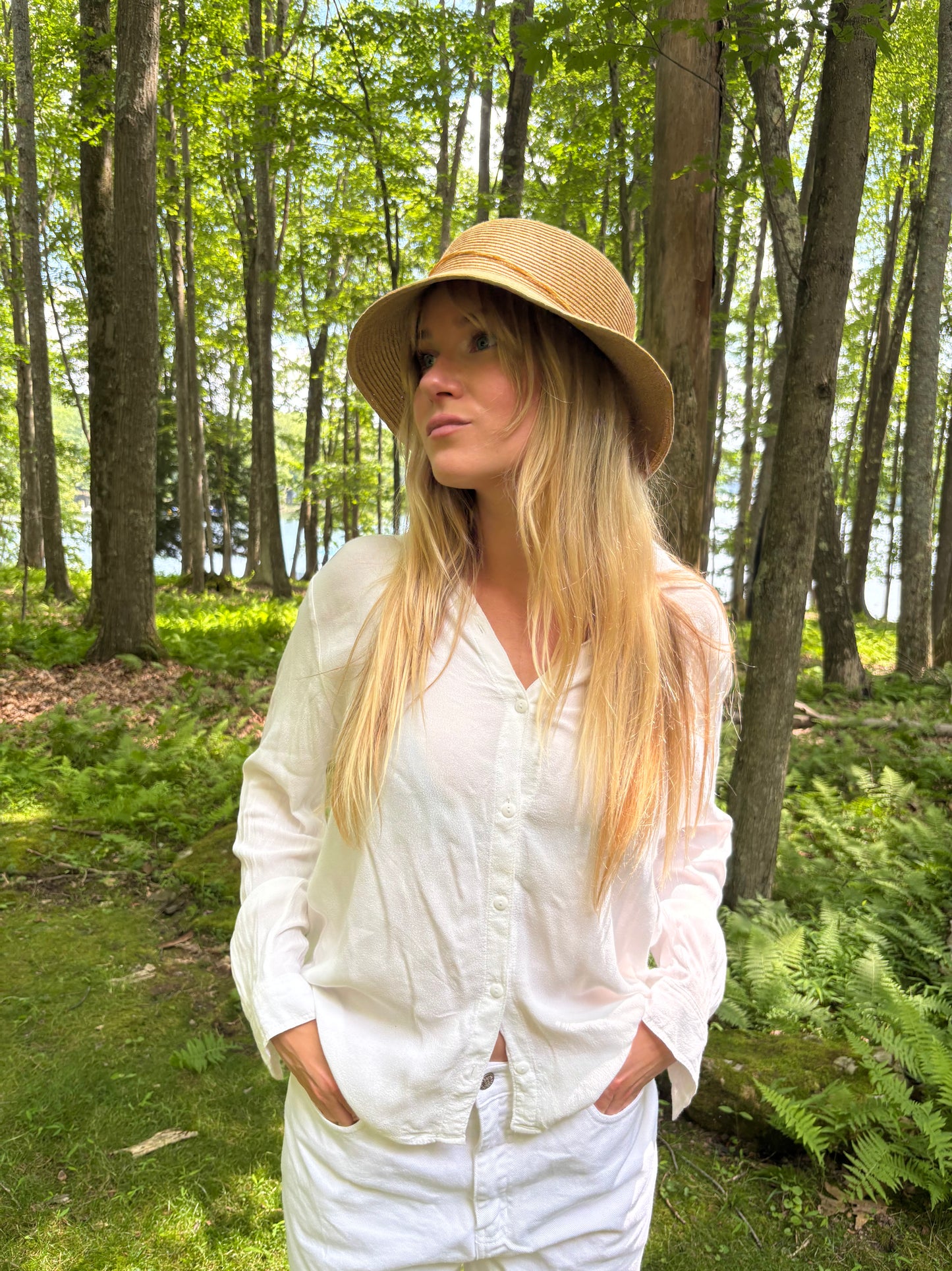White Gauze Button Down