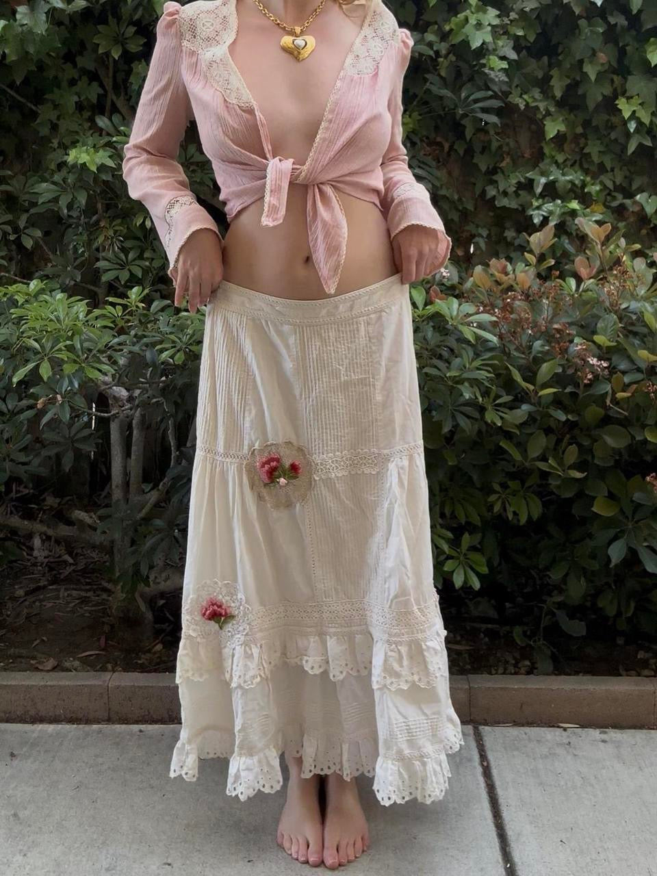 Floral Embroidered Maxi Skirt