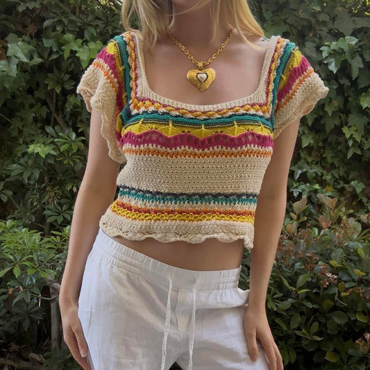 Zara Multicolor Crochet Top