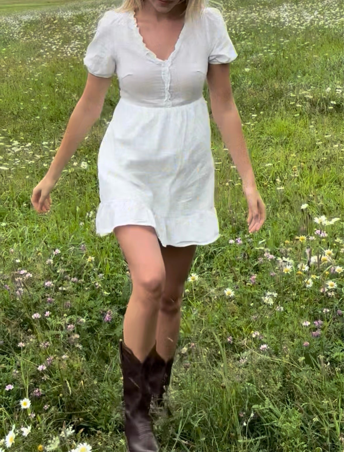 Vintage White Open Back Dress