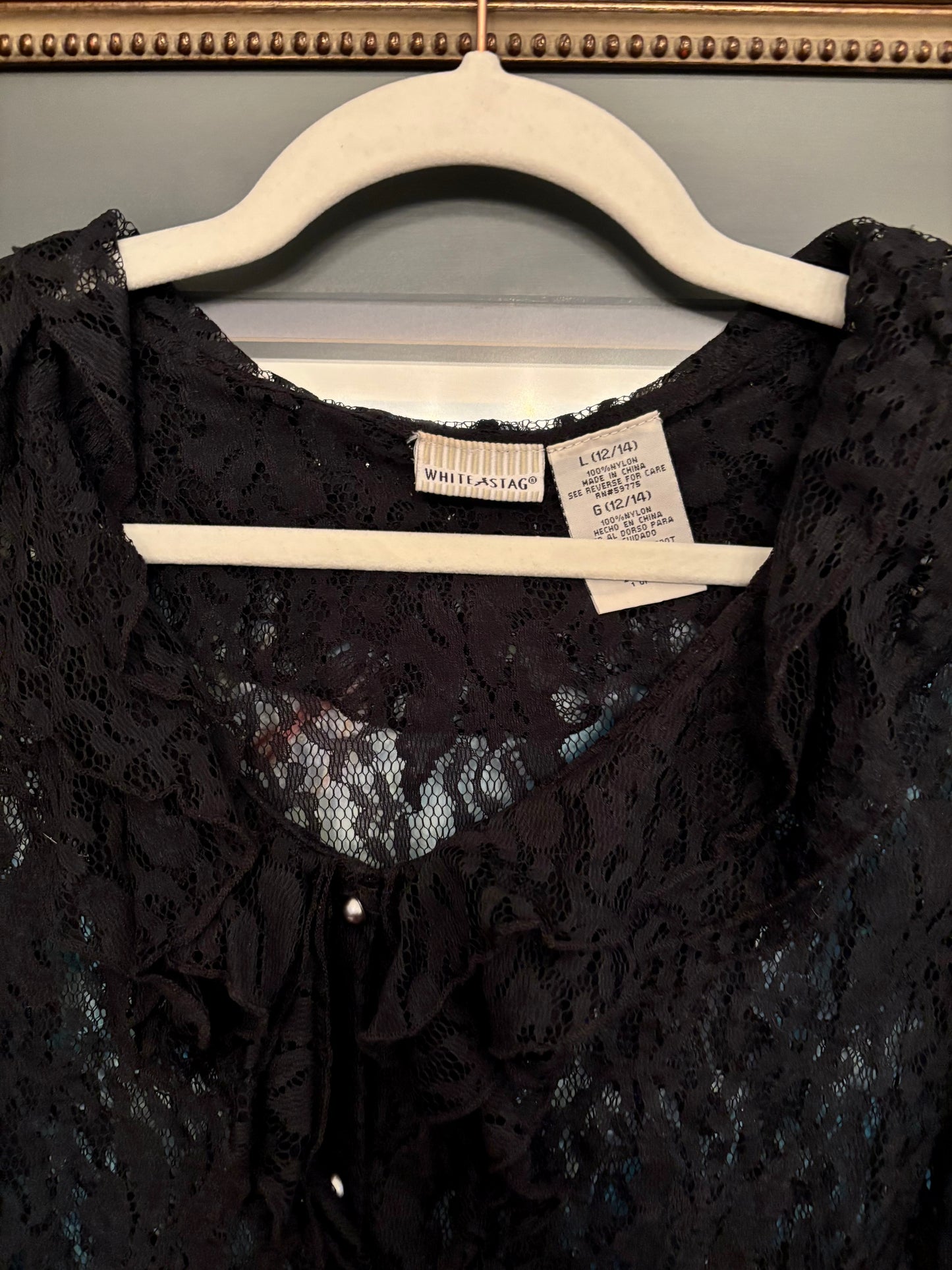 Vintage Sheer Black Lace Top