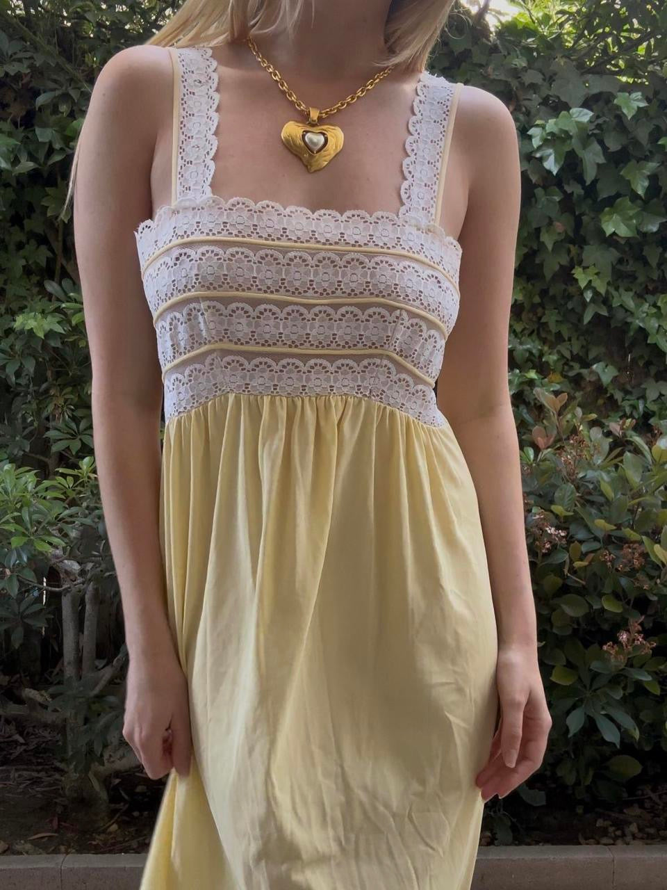 Vintage Yellow Maxi Slip Dress