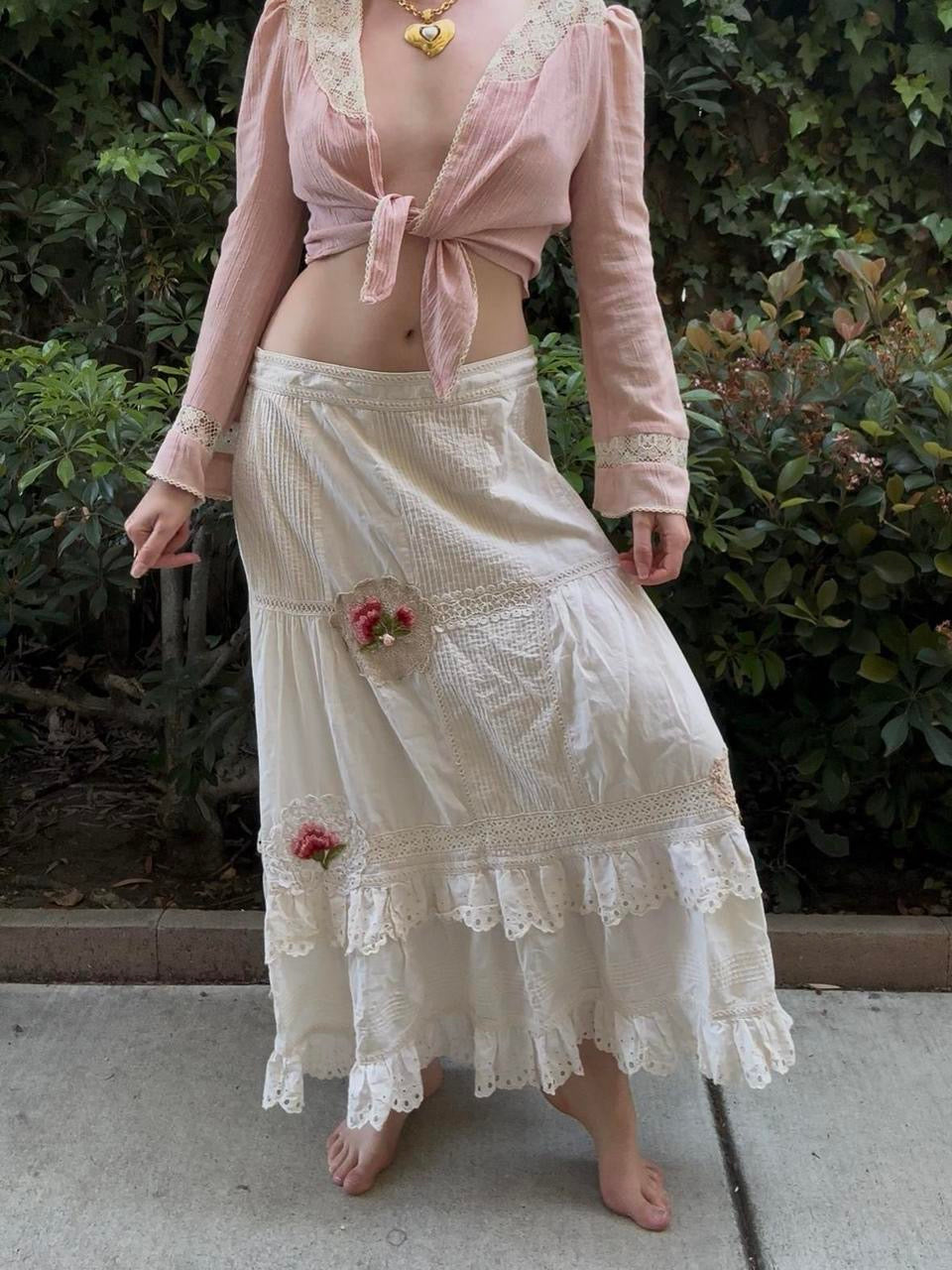 Floral Embroidered Maxi Skirt