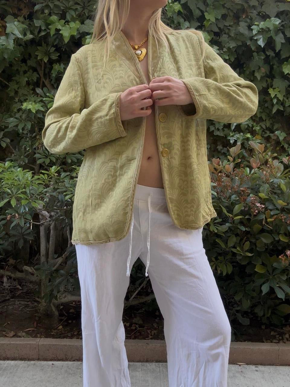 Green 100% Silk Jacket