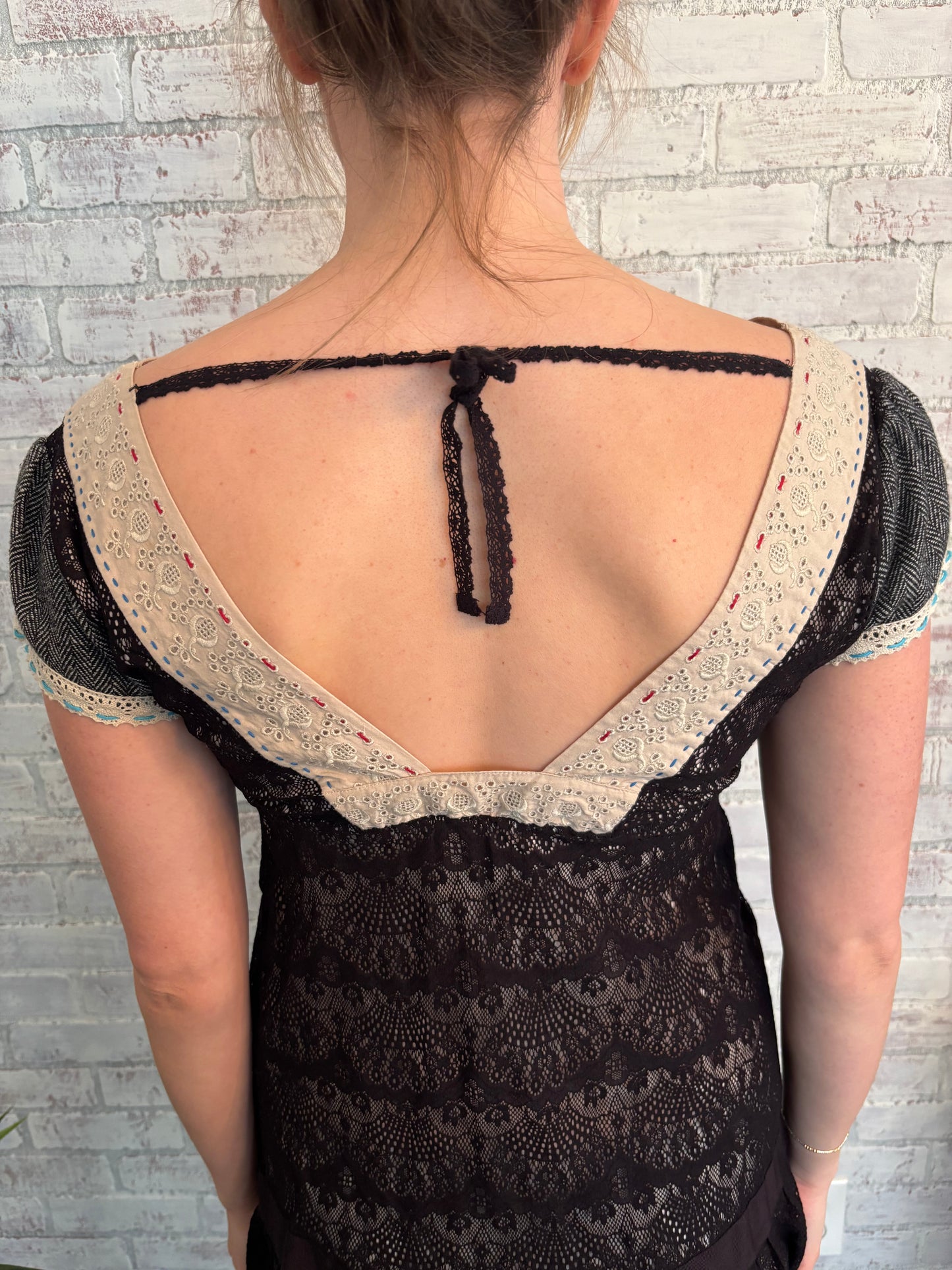 Vintage Black Lace Mini Dress