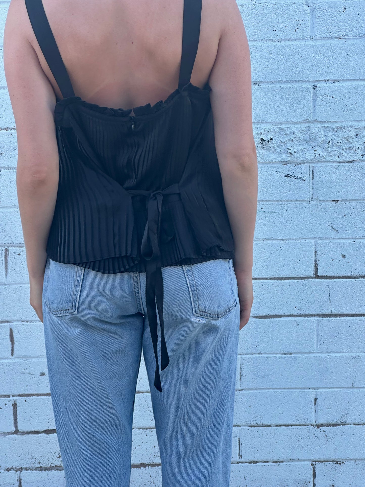 Black Pleated Tank Top