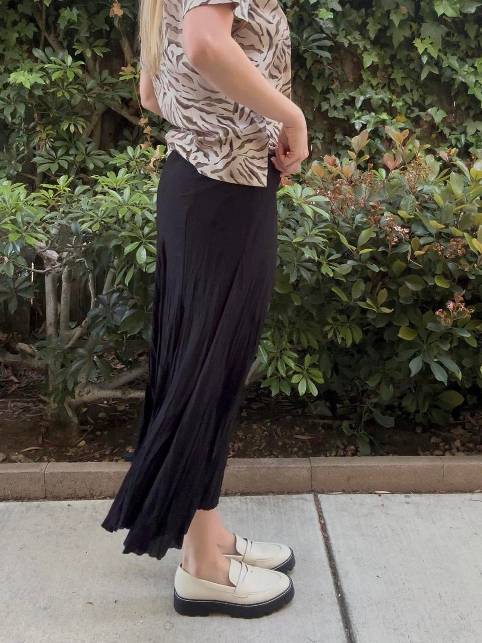 Vintage Black Flowy Maxi Skirt