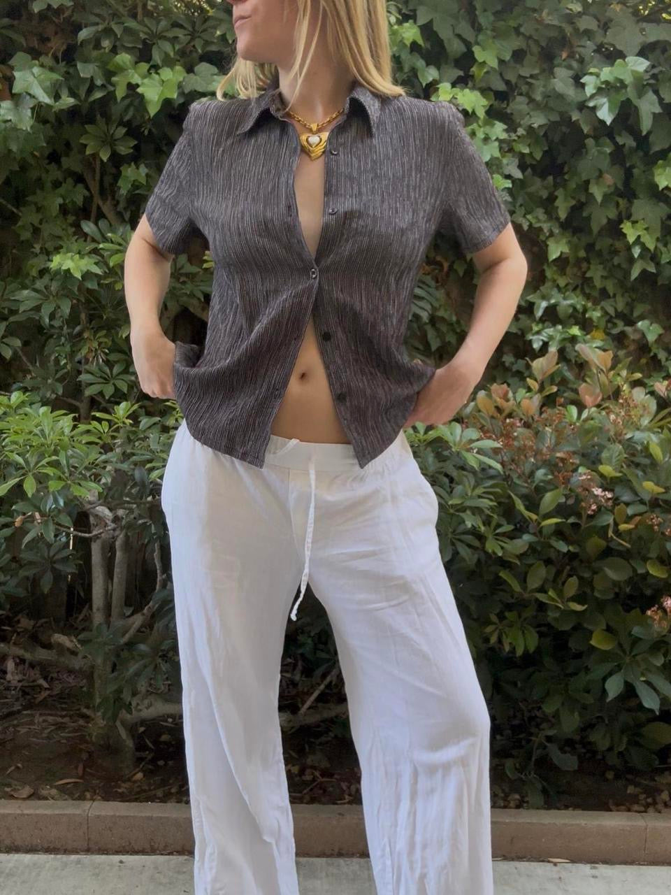 Black and White Button Down Shirt