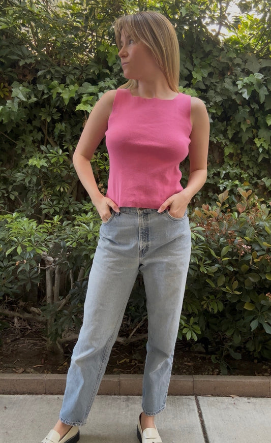 Vintage Pink Square Neck Top