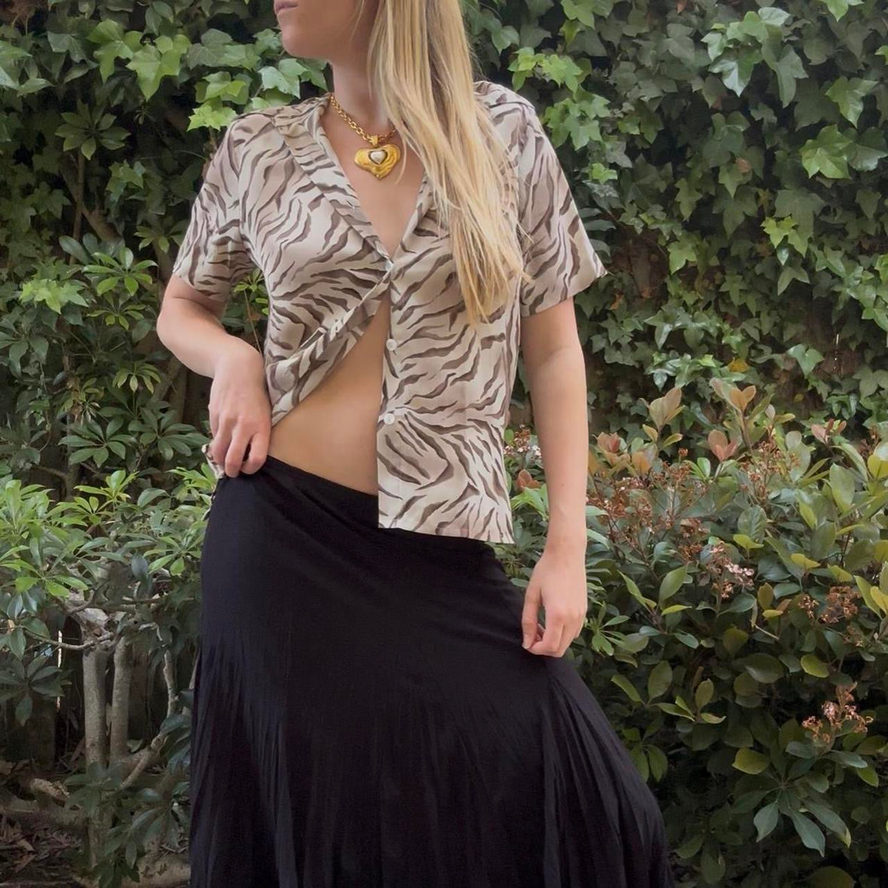 Tiger Print Button Down Shirt