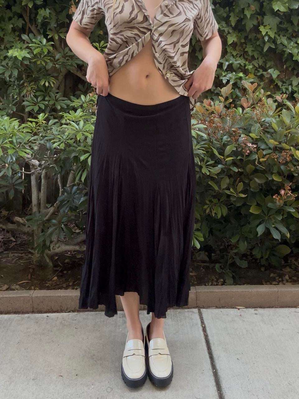 Vintage Black Flowy Maxi Skirt