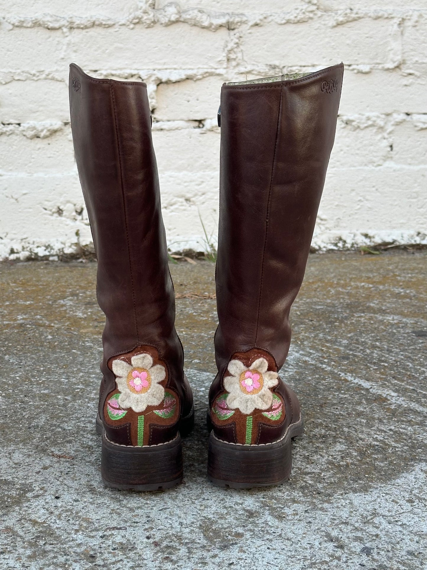 Brown Leather Daisy Boots