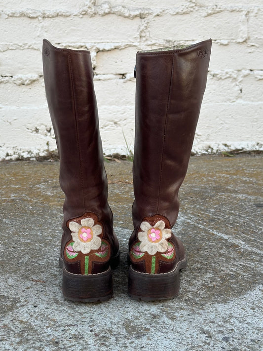 Brown Leather Daisy Boots