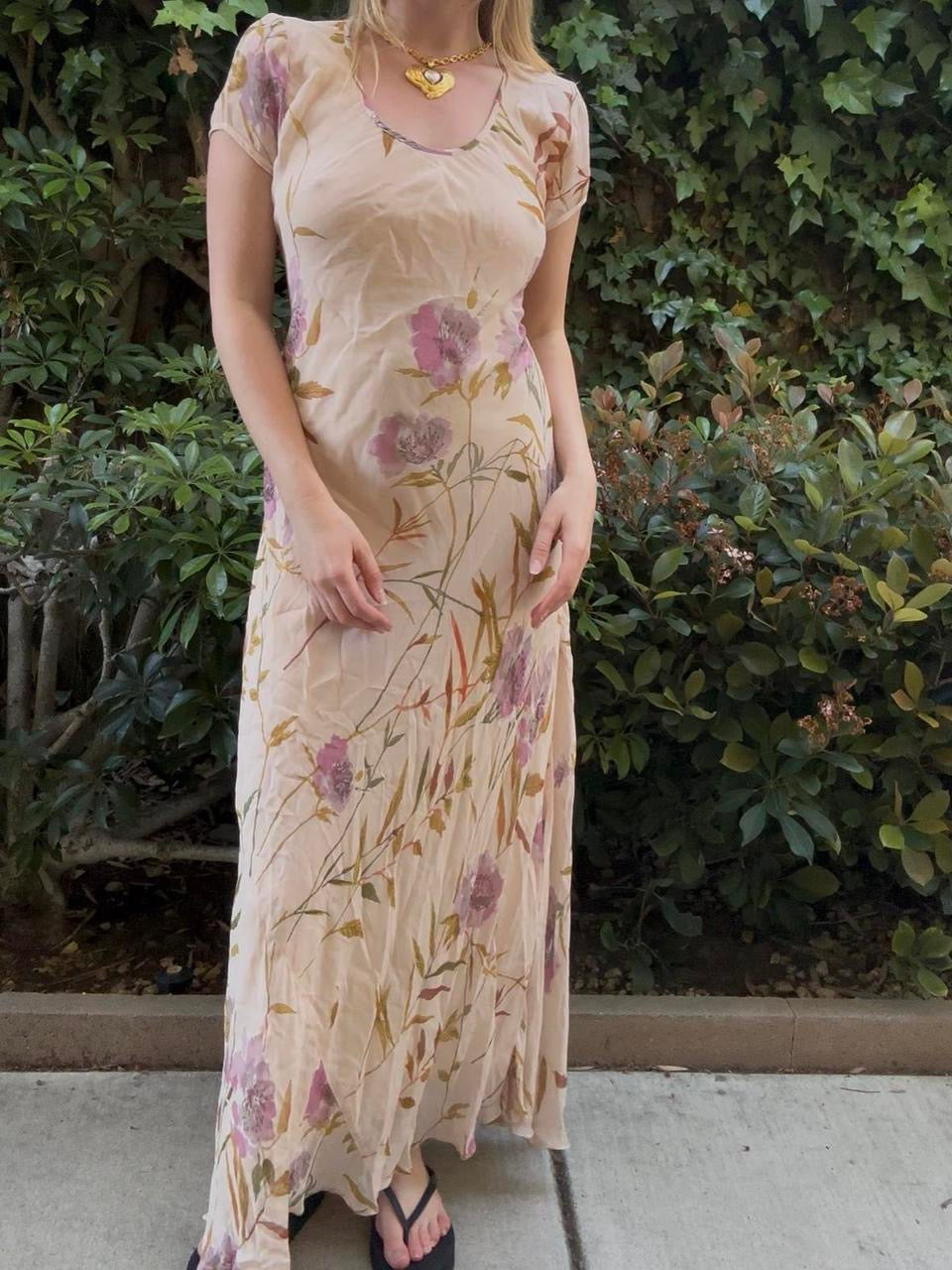 Vintage Flowy Floral Maxi Dress