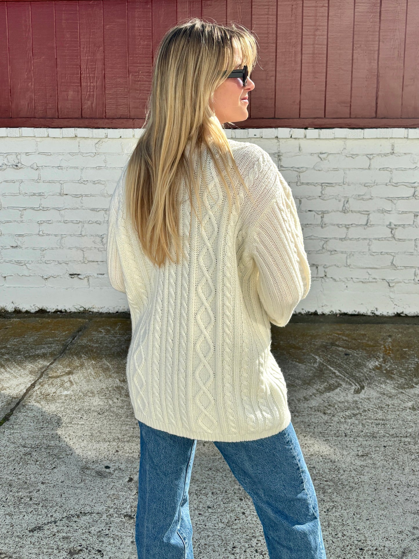 Vintage Cream Cable Knit Cardigan