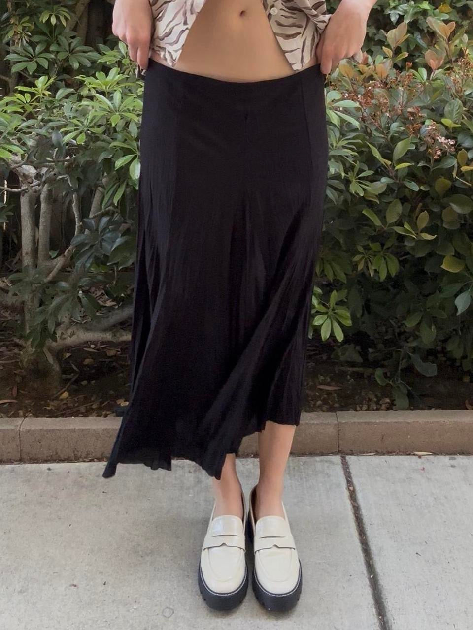 Vintage Black Flowy Maxi Skirt