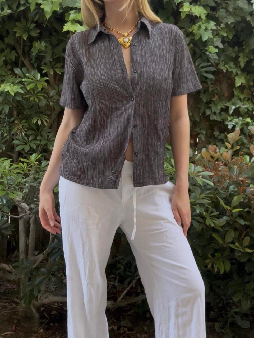 Black and White Button Down Shirt
