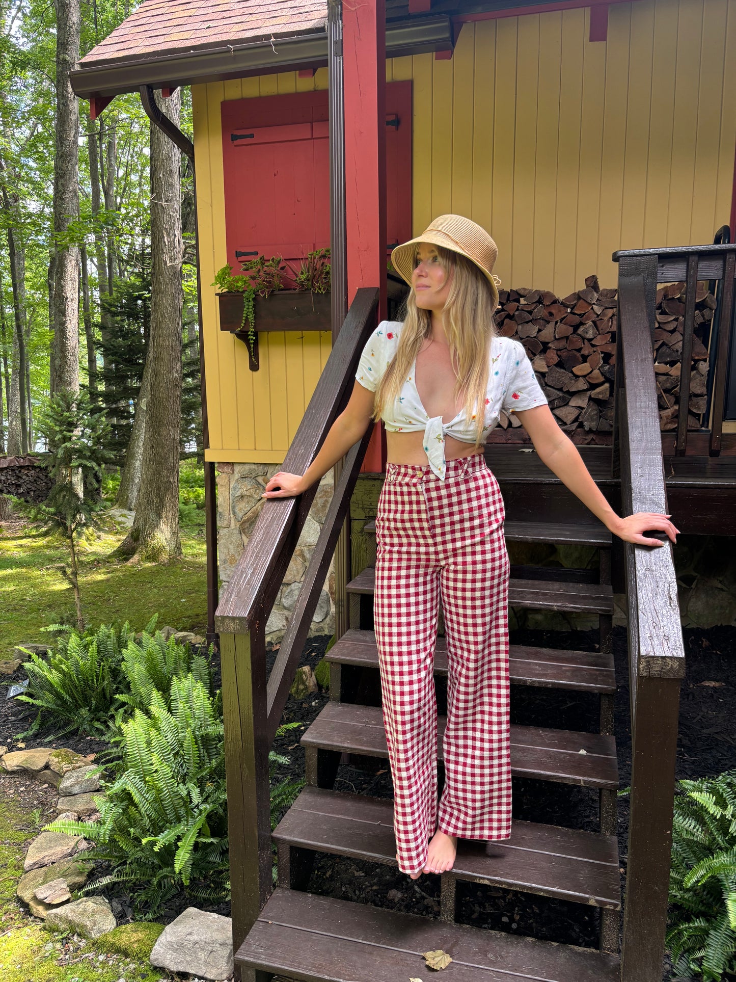 White Floral Tie Top