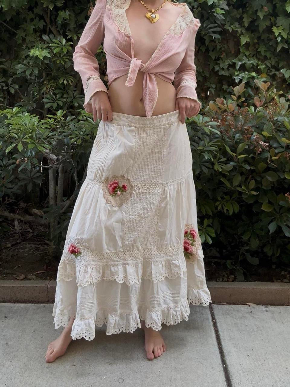 Floral Embroidered Maxi Skirt
