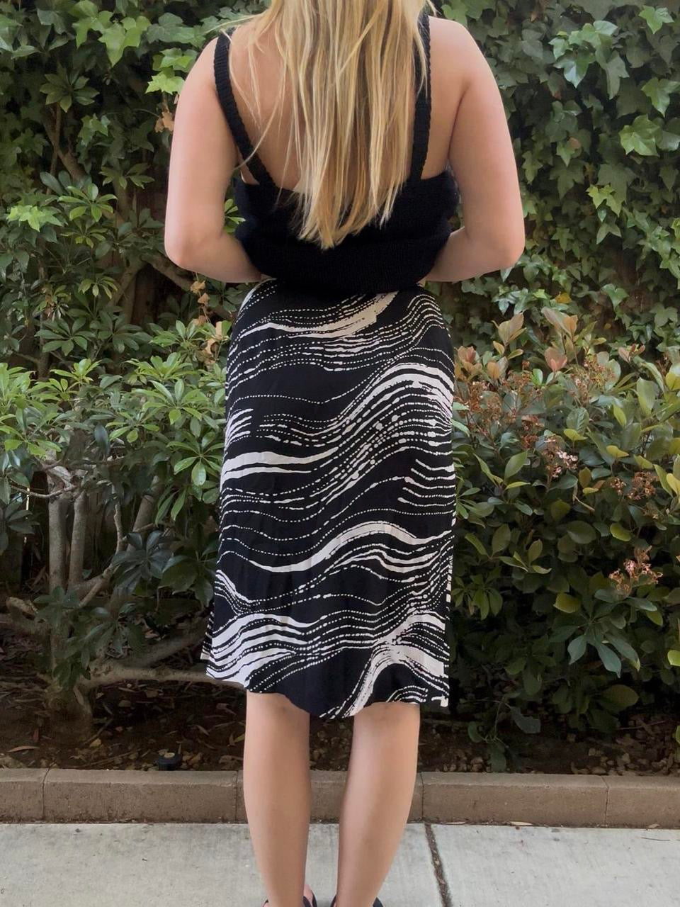 Y2k 100% Silk Midi Skirt