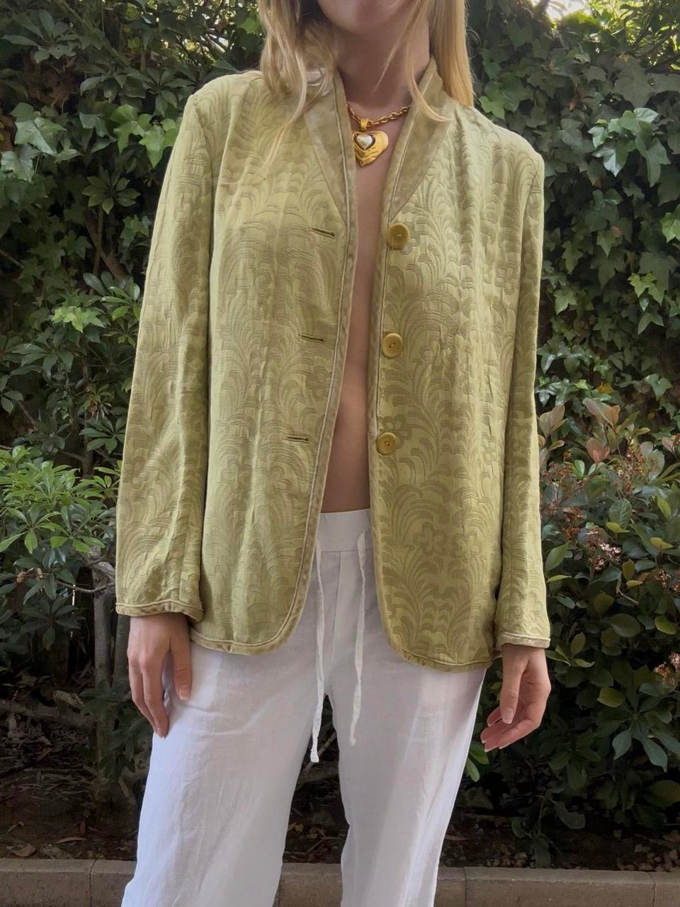 Green 100% Silk Jacket