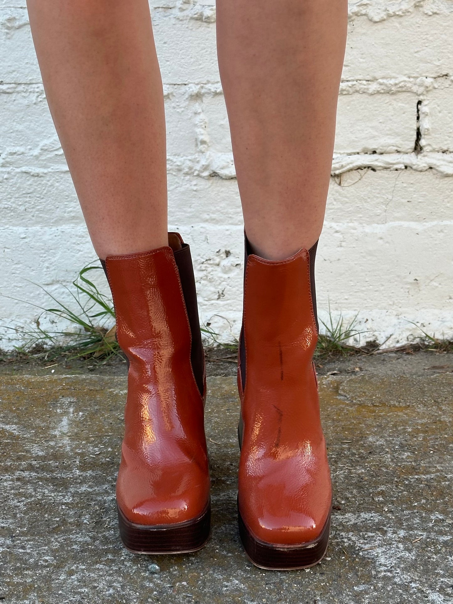 Sam Edelman Orange Patent Leather Booties
