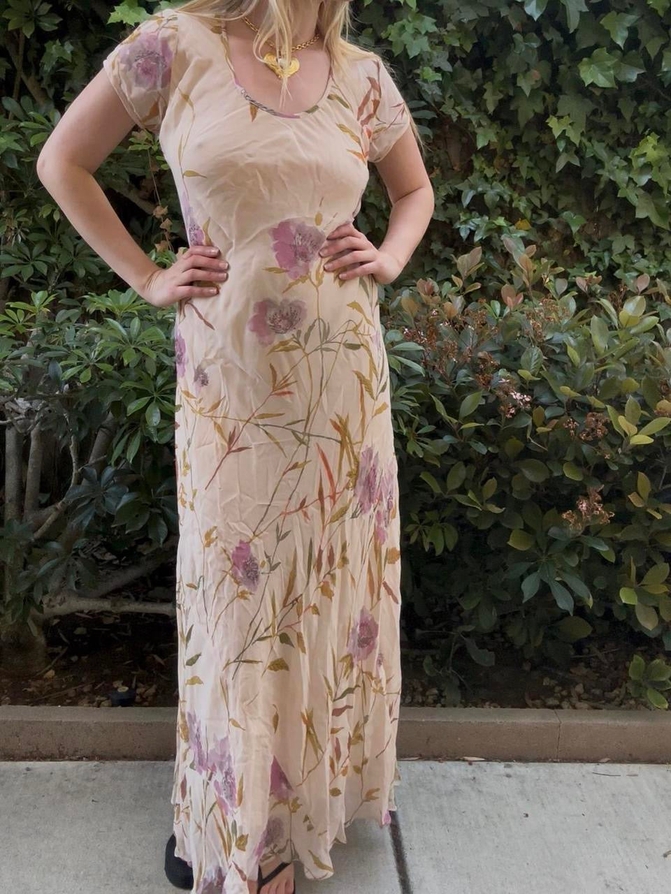 Vintage Flowy Floral Maxi Dress