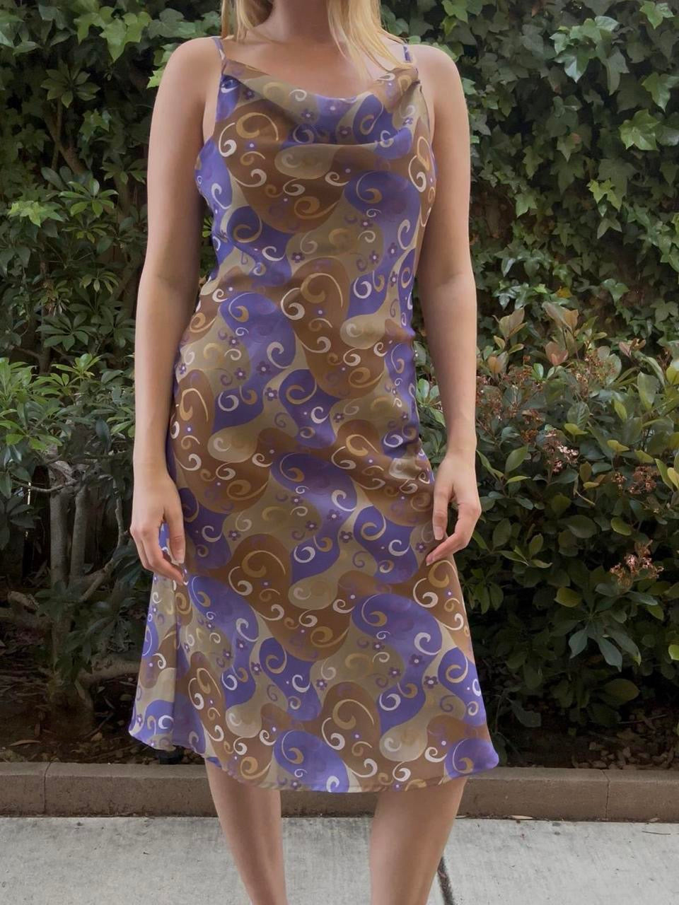 Vintage Purple Swirl Midi Dress