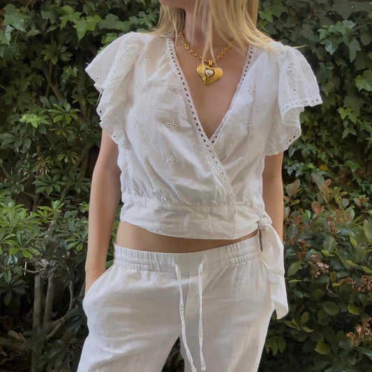 White Eyelet Top